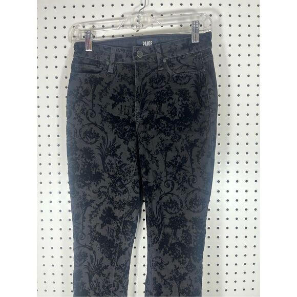 PAIGE Transcend Hoxton High Waist Skinny Ankle Velvet Flocked Versaille jeans si - Picture 6 of 13
